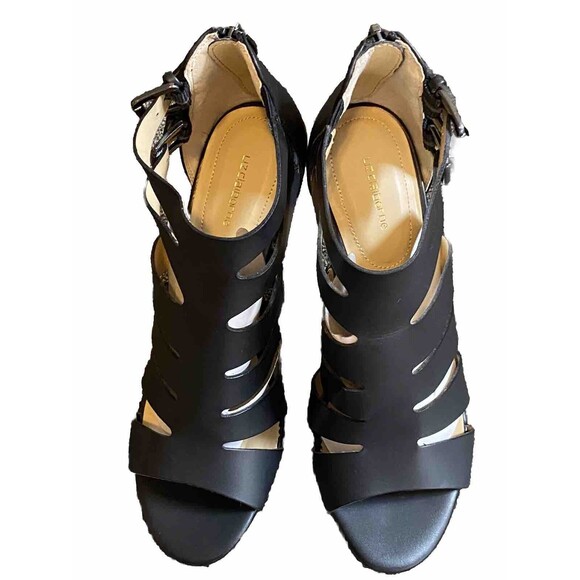 NEW Liz Claiborne 'Gavi' Cognac lack Strap 4" Stacked Heels/Sandals Open Toe 8.5 - Picture 3 of 13